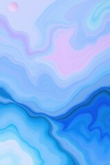 Swirling hues of blue and pastel tones create a serene abstract landscape in a calming artistic expression