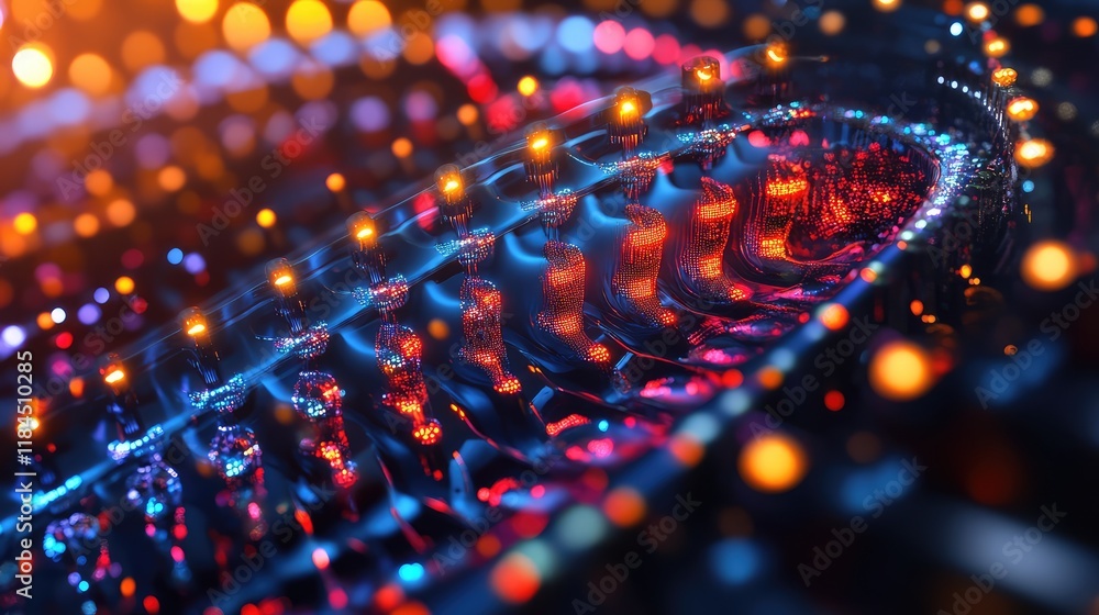 Poster visualization of quantum technology in healthcare, where quantum computing accelerates genomic data 