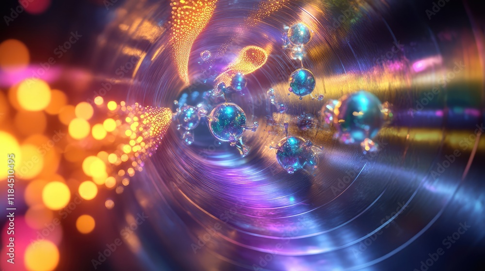 Poster visualization of quantum technology in healthcare, where quantum computing accelerates genomic data 