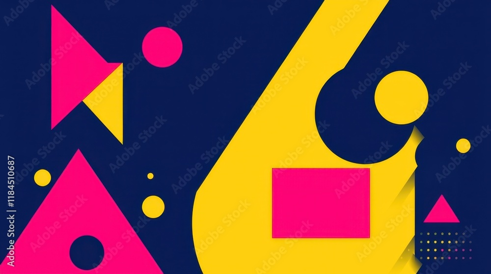 Poster bold geometric shapes create a vibrant contrast in a modern abstract design showcasing dynamic color