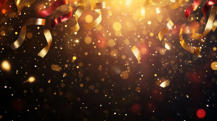 Golden celebration with sparkling confetti and glowing lights