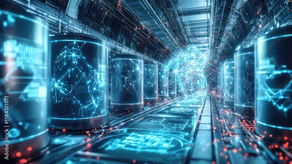 Poster visualization of quantum-enhanced energy efficiency, where quantum computing optimizes battery life 