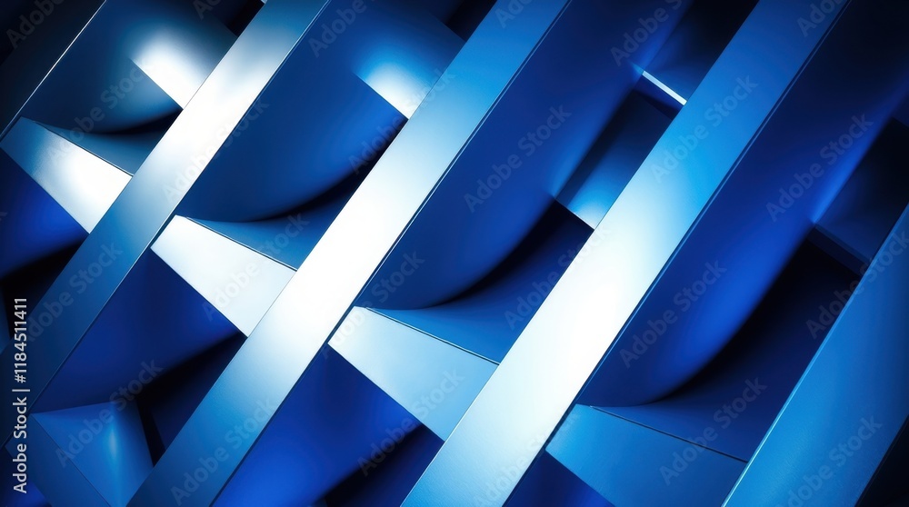 Poster dynamic interplay of light and shadows in a captivating blue abstract pattern