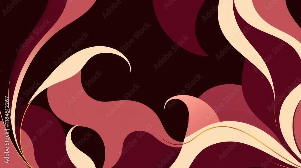 Poster flowing patterns of warm hues create an abstract tapestry full of elegance and motion