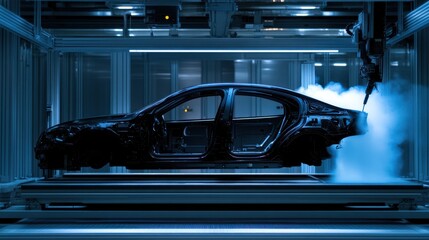Fototapeta premium Robot Testing of Car Durability Under Controlled Lighting