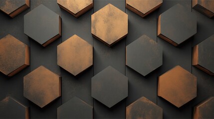 Metallic Hexagonal Pattern with Isometric Design