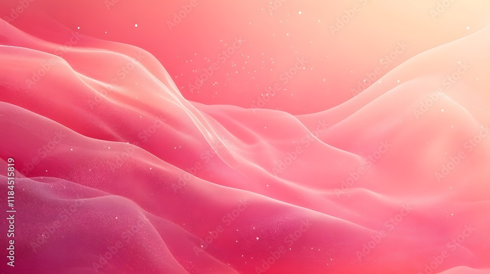 Poster serene gradient landscape with ethereal hazy patterns and vibrant pink and red tones a visually capt