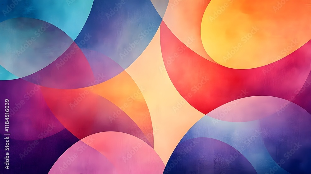 Poster captivating abstract composition of geometric shapes and forms with vibrant color gradients blending