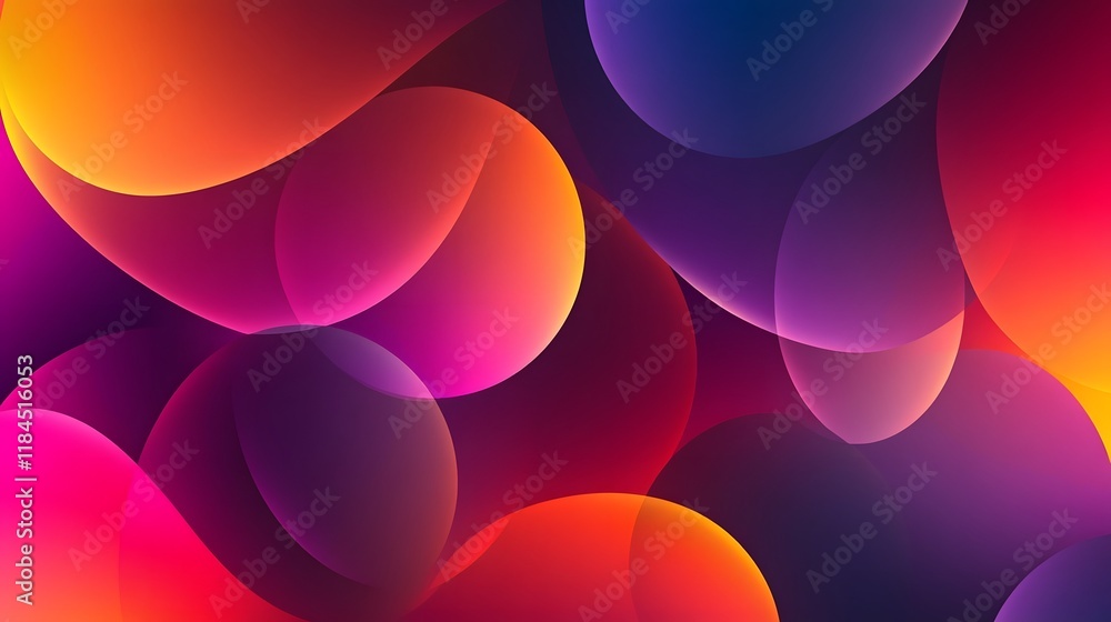 Poster visually striking abstract digital art featuring a harmonious blend of colorful geometric shapes flu