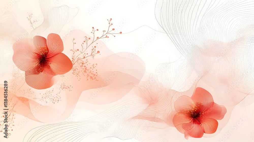 Poster elegant and minimalist design featuring soft dreamy color gradients warm decorative patterns and sub