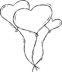 love ballon valentine cartoon outline