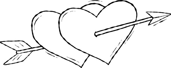love with arrows valentine cartoon outline