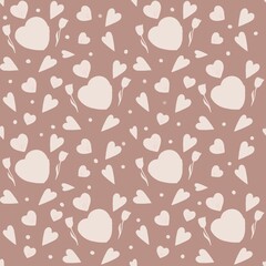 Seamless pattern of Valentine's day elements. Romantic cute objects. Valentine's day concept, romance, love