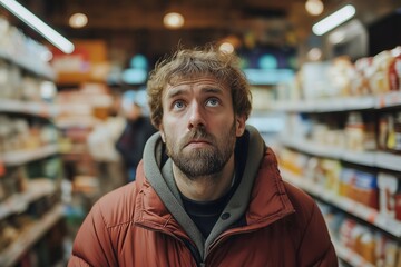 Fototapeta premium Portrait of an man in a grocery store 
