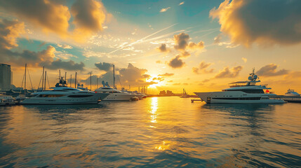 Naklejka premium Luxury lifestyle port yard Yacht club
