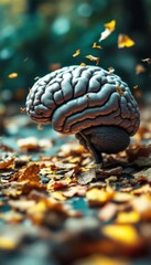 Obraz premium Autumn of the Mind, A Visual Representation of Thoughts and Change with Fall Leaves