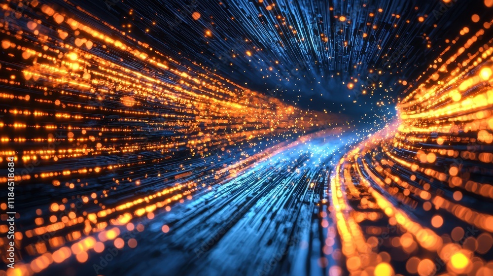 Poster innovative abstract background featuring dynamic tech visuals.