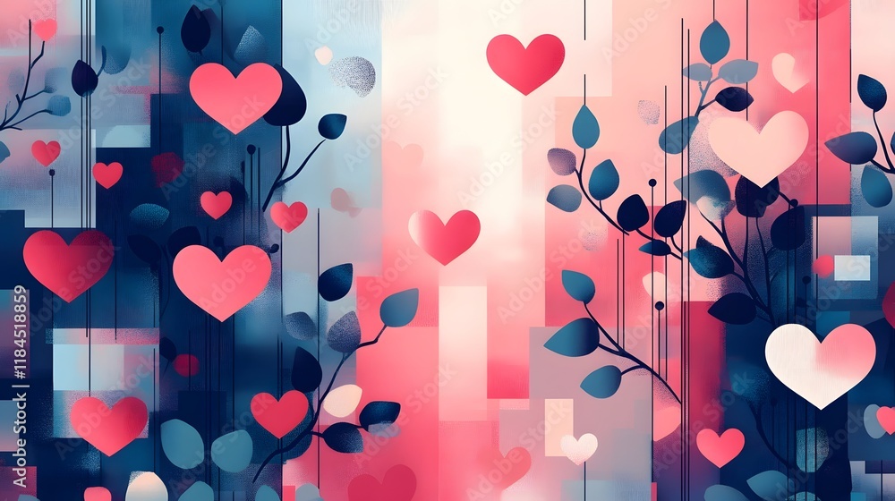 Poster dreamy and elegant valentine s day abstract pattern with decorative color gradients soft modern elem
