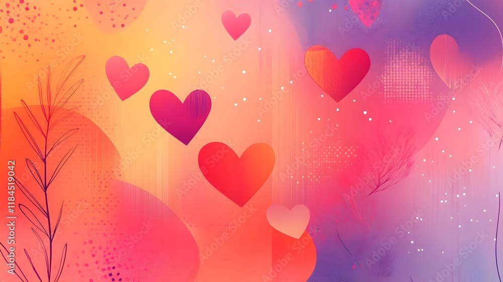 Poster vibrant and captivating valentine s day background with warm gradient patterns and soft abstract des