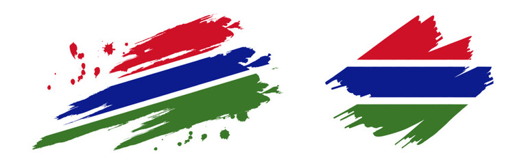Vector illustration of Gambia flag in brush stroke effect on transparent background