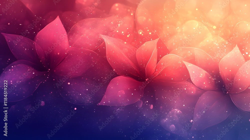 Poster romantic and elegant dreamy background with a blending of warm gradients decorative patterns and sof