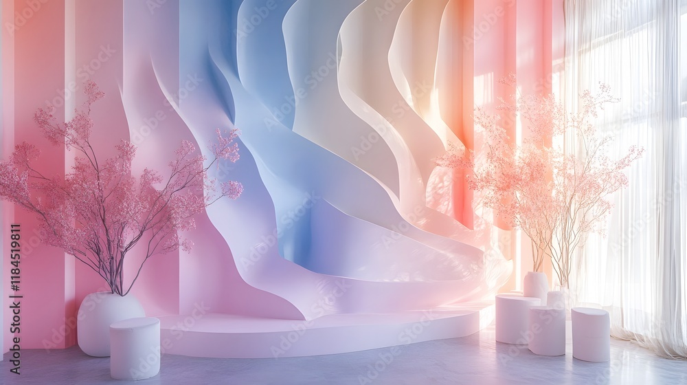 Poster captivating fluid pastel gradients blend seamlessly creating a visually striking and elegant design 