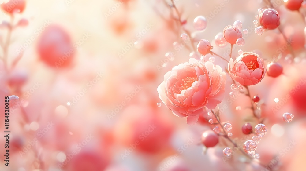 Poster dreamy valentine s day themed background featuring a soft romantic floral arrangement with warm blen