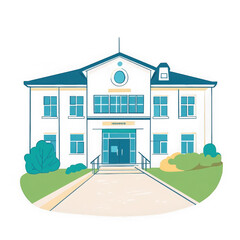 Traditional Russian School Building Illustration