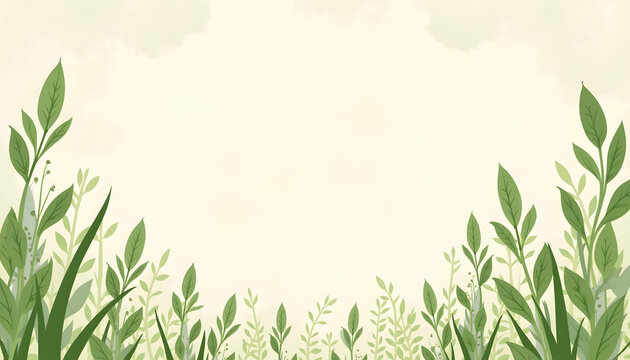 Fototapeta Vector background with plant motifs and paper texture, perfect for eco-friendly projects.