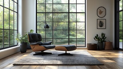 Monochrome living room with a minimalist approach, featuring black and white decor and subtle textures