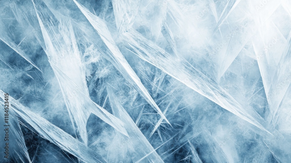 Poster abstract ice crystal pattern with sharp angular shapes in cool tones