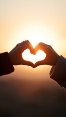 Fototapeta premium Heartfelt Sunset, A Symbol of Love and Connection Against Golden Light