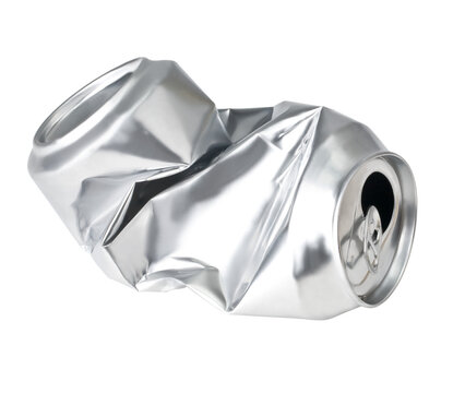 crumpled empty can isolated
