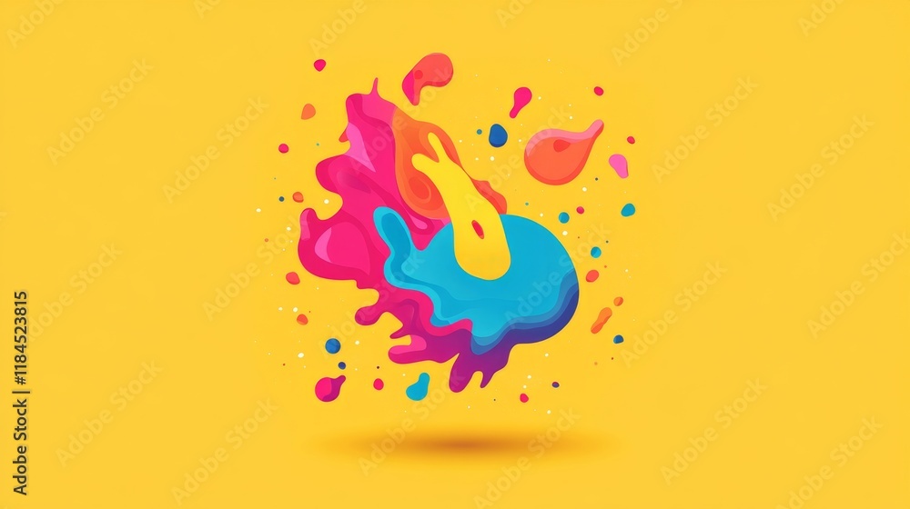 Poster dynamic color splash action digital art abstract design vibrant environment creative concept for vis