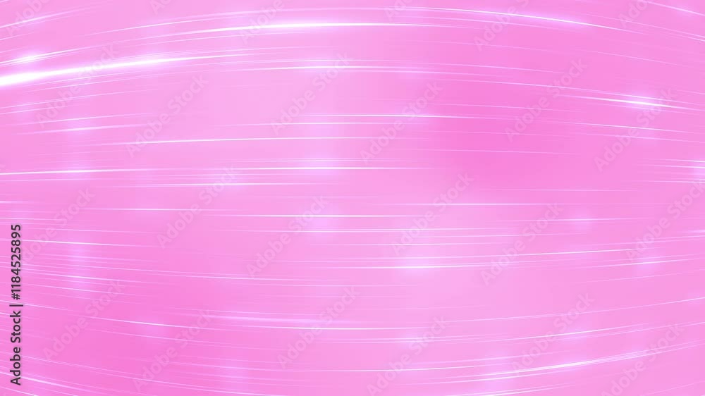 Wall mural 4k loop motion pink background with shining lines and blurred spheres.