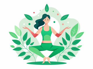 Minimalist Yoga Illustration – Woman in Tree Pose – Simple and Elegant Yoga Art