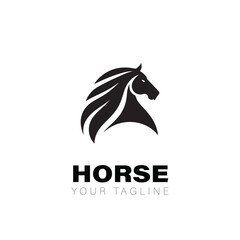 Black Horse Logo Vector Design on White Background