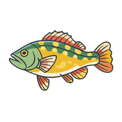 peacock bass vector icon, fish vector illustration - simple illustration of peacock bass perfect for logos, and fish - themed designs.