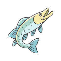 pike vector icon, fish vector illustration - simple illustration of pike perfect for logos, and fish - themed designs.