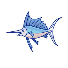 sailfish vector icon, fish vector illustration - simple illustration of sailfish perfect for logos, and fish - themed designs.