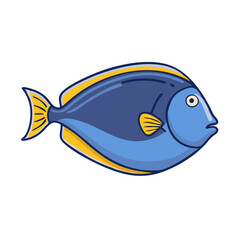 Naklejka premium surgeonfish tang vector icon, fish vector illustration - simple illustration of surgeonfish tang perfect for logos, and fish - themed designs.