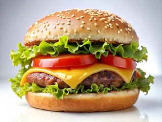 Burger King with tomatoes ketchup sliced onions cheese fresh lettuce and soft buns
