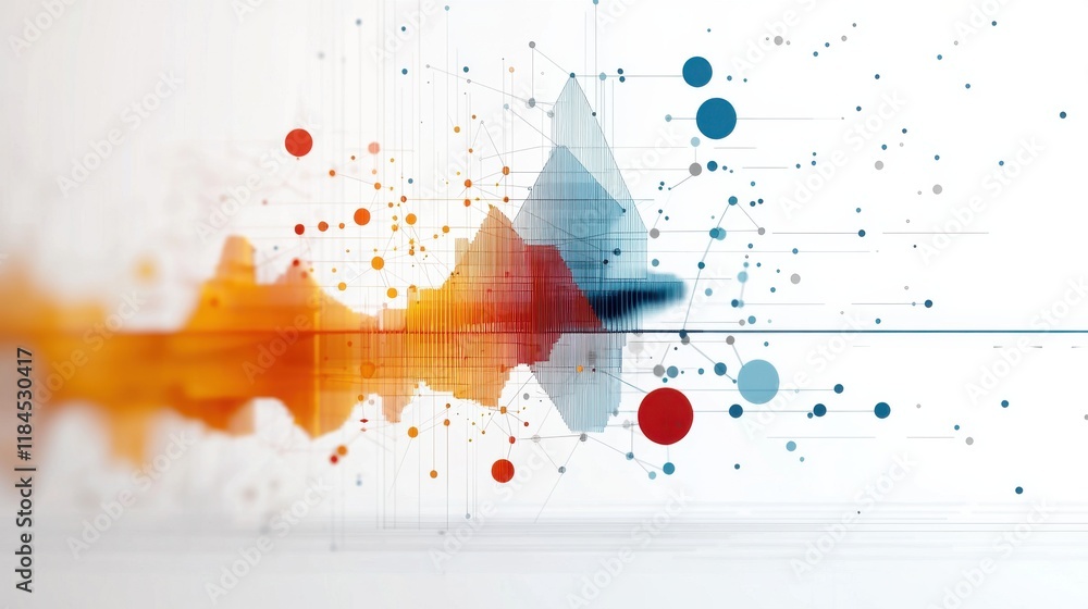 Poster vibrant fractal explosion of digital shapes and lines in futuristic technological space