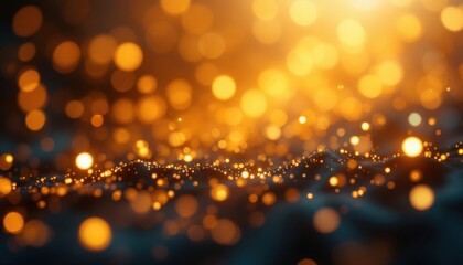 Golden bokeh lights sparkling in warm glow