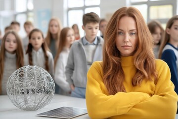 School children engage in a lesson about solar power with a teacher in a bright classroom promoting curiosity and learning