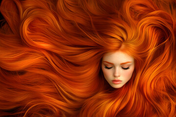 Obraz premium Fiery Red Hair Illustration