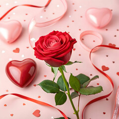 valentines day with rose and hearts