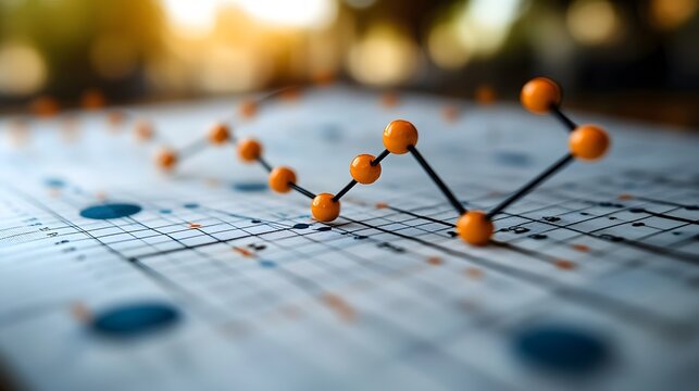 Multiple graphs and trend lines, overlapping in an elegant composition, set on a white background