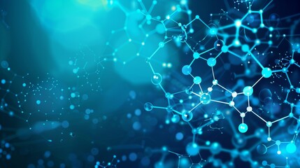 Abstract background of science and innovation technology featuring molecular structures and chemical engineering elements.