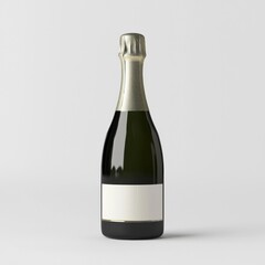 A sleek champagne bottle with a textured neck and a blank label, perfect for customization or celebration.
